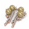 Image 3 : 6.17 ctw Diamond & Pearl Earrings 18K Rose Gold