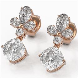 2.75 ctw Cushion Cut Diamond Designer Earrings 18K Rose Gold