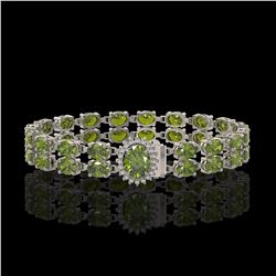 26.92 ctw Tourmaline & Diamond Bracelet 14K White Gold