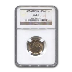 1877 Great Britain Gold Half Sovereign MS-63 NGC