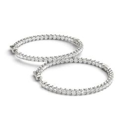 3.25 ctw Diamond VS/SI 35 MM Hoop Earrings 14k White Gold