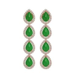 6.20 ctw Jade & Diamond Micro Pave Halo Earrings 10k Rose Gold