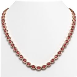 23.57 ctw Tourmaline & Diamond Micro Pave Halo Necklace 10k Rose Gold