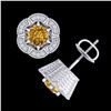 Image 3 : 1.51 ctw Intense Fancy Yellow Diamond Art Deco Earrings 18k White Gold