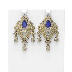 15.15 ctw Sapphire & Diamond Earrings 18K Yellow Gold