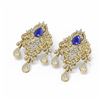 Image 3 : 15.15 ctw Sapphire & Diamond Earrings 18K Yellow Gold