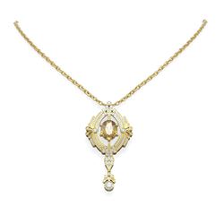 5.1 ctw Canary Citrine & Diamond Necklace 18K Yellow Gold