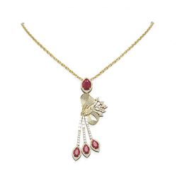 9.99 ctw Ruby & Diamond Necklace 18K Yellow Gold
