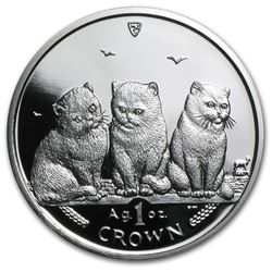 2006 Isle of Man 1 oz Silver Shorthair Cats Proof
