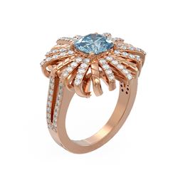 2.93 ctw Aquamarine & Diamond Ring 18K Rose Gold
