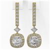 Image 2 : 2.4 ctw Cushion Cut Diamond Designer Earrings 18K Yellow Gold