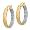 Image 2 : 14k with Rhodium Diamond-cut Two-Tone Hoop Earrings - 25 mm