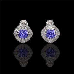 5.09 ctw Tanzanite & Diamond Victorian Earrings 14K White Gold