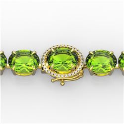 67 ctw Peridot & Micro Pave Diamond Bracelet 14k Yellow Gold