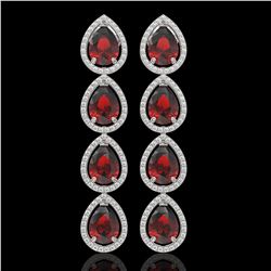 9.25 ctw Garnet & Diamond Micro Pave Halo Earrings 10k White Gold