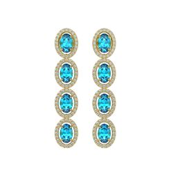 6.28 ctw Swiss Topaz & Diamond Micro Pave Halo Earrings 10k Yellow Gold