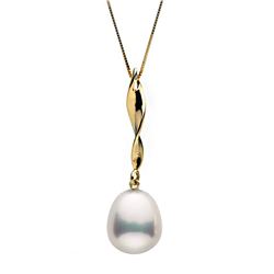 Metallic White Freshwater Drop-Shape Pearl Icicle Pendant, 10.0-11.0mm