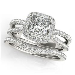 1.02 ctw Certified VS/SI Princess Diamond 2pc Set Halo 14k White Gold