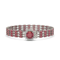 28.56 ctw Tourmaline & Diamond Bracelet 14K White Gold