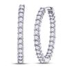 Image 1 : 14kt White Gold Womens Round Diamond Inside Outside Hoop Earrings 3.00 Cttw