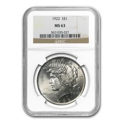 1922 Peace Dollar MS-63 NGC