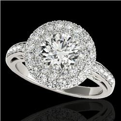 2.25 ctw Certified Diamond Solitaire Halo Ring 10k White Gold