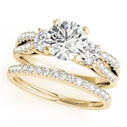 1.71 ctw VS/SI Diamond 3 Stone 2pc Wedding Set 14k Yellow Gold