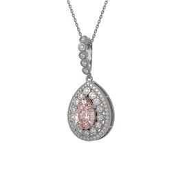 4.17 ctw Morganite & Diamond Victorian Necklace 14K White Gold