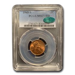 1945-S Lincoln Cent MS-67+ PCGS (Red) CAC