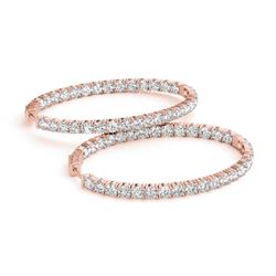 8 ctw Diamond VS/SI Certified 32 MM Hoop Earrings 14k Rose Gold