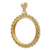 Image 1 : 14K Gold Screw-Top Rope Polished Coin Bezel - 22 mm
