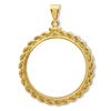 Image 2 : 14K Gold Screw-Top Rope Polished Coin Bezel - 22 mm