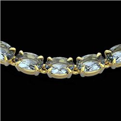 29 ctw Aquamarine Eternity Tennis Necklace 14k Yellow Gold