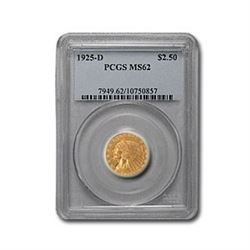 1925-D $2.50 Indian Gold Quarter Eagle MS-62 PCGS