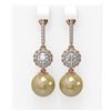 Image 1 : 1.92 ctw Diamond & Pearl Earrings 18K Rose Gold