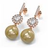 Image 3 : 1.92 ctw Diamond & Pearl Earrings 18K Rose Gold