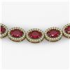 Image 3 : 34.11 ctw Ruby & Diamond Micro Pave Halo Necklace 10k Yellow Gold
