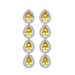 7.48 ctw Fancy Citrine & Diamond Micro Pave Halo Earrings 10k White Gold