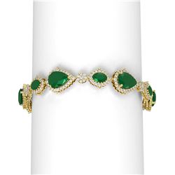 33.90 ctw Emerald & Diamond Bracelet 18K Yellow Gold