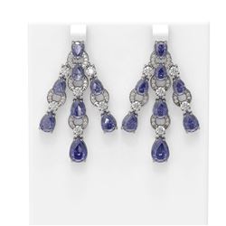 20.48 ctw Tanzanite & Diamond Earrings 18K White Gold