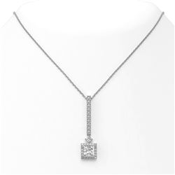 1.6 ctw Princess Cut Diamond Designer Necklace 18K White Gold