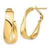 Image 1 : 14k Yellow Gold Twisted Omega Back Oval Hoop Earrings