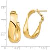 Image 2 : 14k Yellow Gold Twisted Omega Back Oval Hoop Earrings