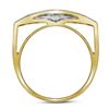 Image 2 : 10kt Yellow Gold Mens Round Pave-set Diamond Rectangle Cluster Ring 1.00 Cttw