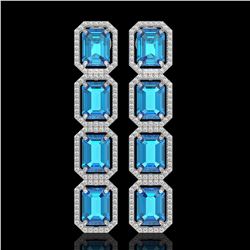 18.99 ctw Swiss Topaz & Diamond Micro Pave Halo Earrings 10k White Gold