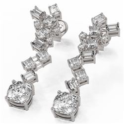 4 ctw Cushion Cut Diamond Designer Earrings 18K White Gold