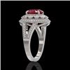 Image 3 : 4.55 ctw Certified Ruby & Diamond Victorian Ring 14K White Gold