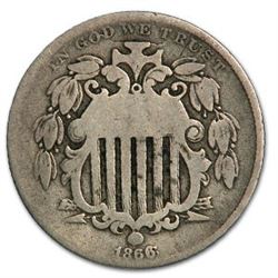 1866 Shield Nickel w/Rays VG
