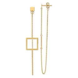 14k Yellow Gold Square Post Dangle Earrings