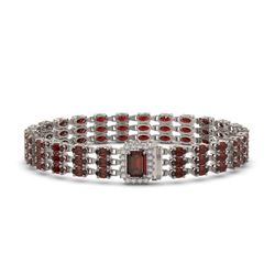 21.51 ctw Garnet & Diamond Bracelet 14K White Gold